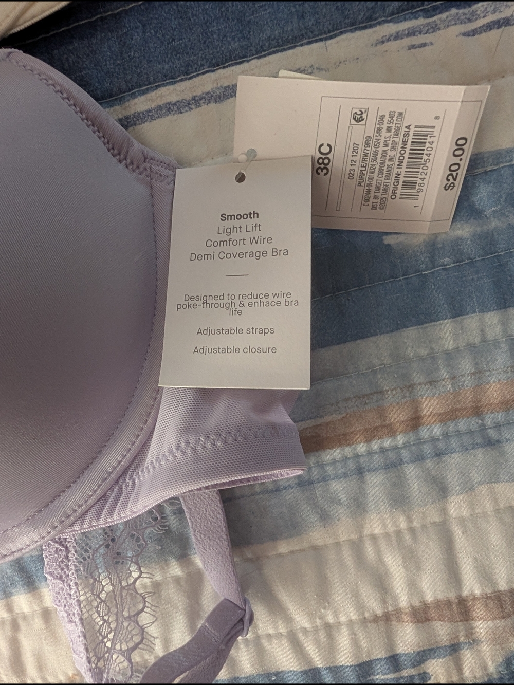 Auden Lace-Trim T-Shirt Bra - Black, Ivory, Lavender - Picture 3 of 4